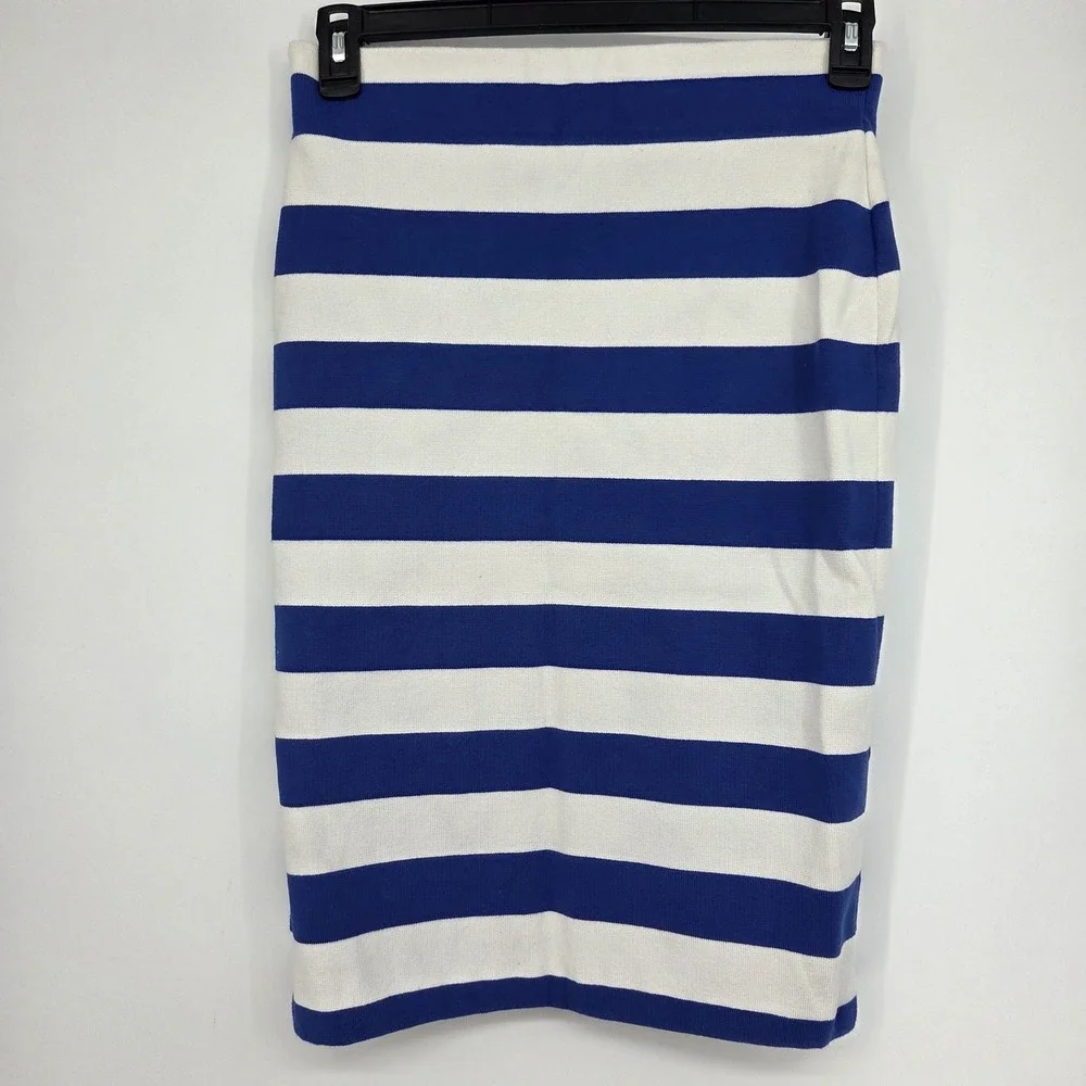 Lauren Ralph Lauren Striped Skirt SP Combed Cotton-Blend Skirt Blue White